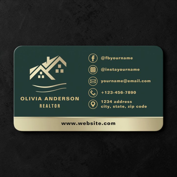 Realtor Green Gold Business Card