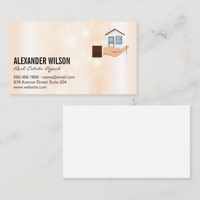 Realtor Holding House with Keys Business Card (Front/Back)