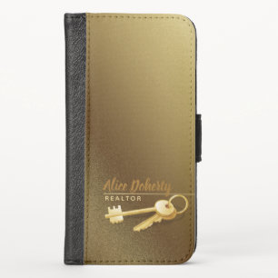 Realtor Home Golden iPhone X Wallet Case