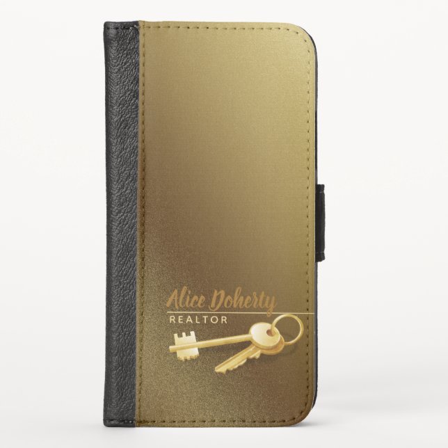 Realtor Home Golden iPhone Wallet Case (Front)