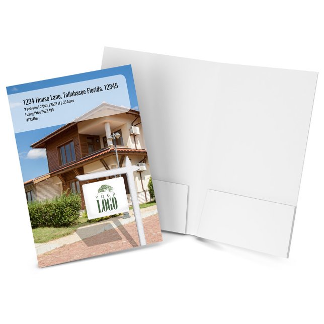 Realtor House Listing QR Code Photo Template  Pocket Folder (Realtor Real Estate Listing custom folders)