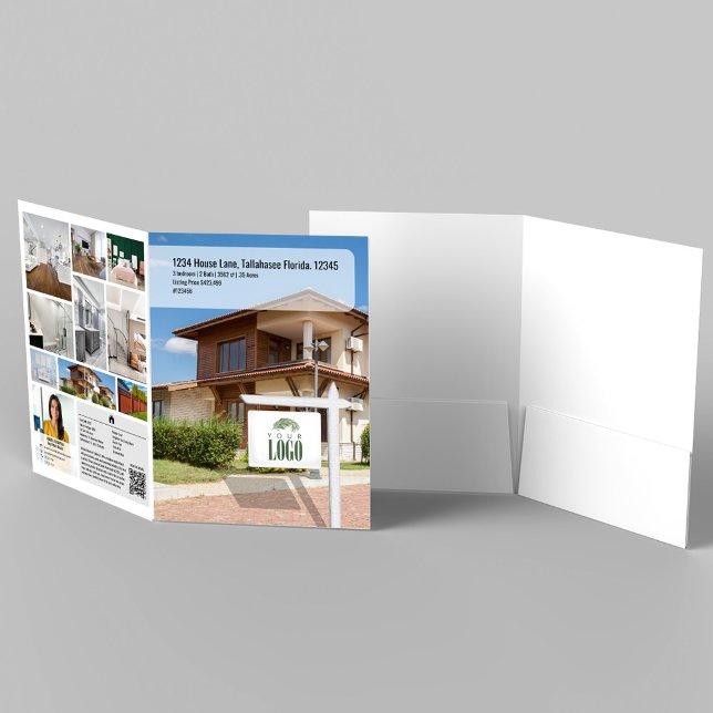 Realtor House Listing QR Code Photo Template  Pocket Folder (Presentation Folder template)