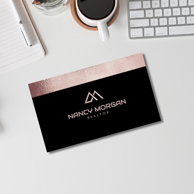 Realtor House Logo Rose Gold Glitter  Business Card (Creator Uploaded)