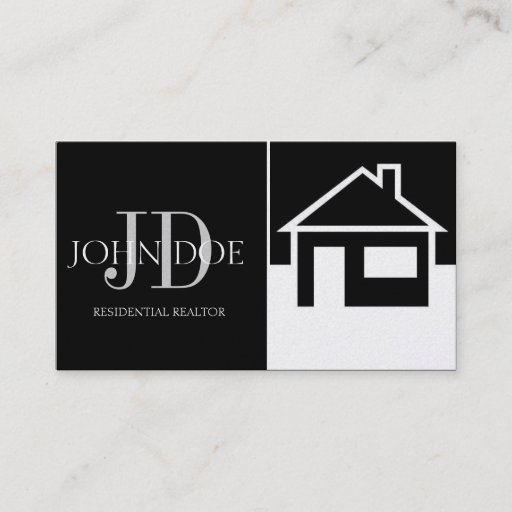Customizable Realtor House/Paper Black Platinum Business Card