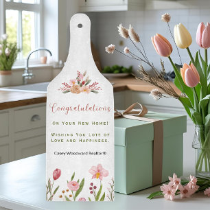 Realtor Housewarming Floral Watercolor Home Decor Cutting Board