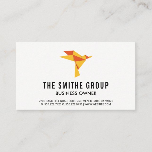 Realtor Icon Origami Bird Icon Business Card (Front)