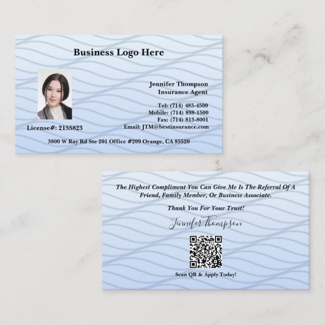 Realtor, Loan Officer, Insurance Business Card (Front/Back)