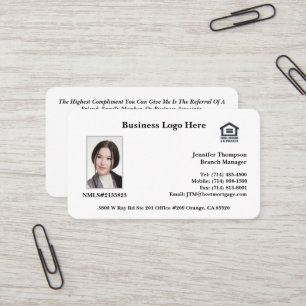 Realtor, Loan Officer, Insurance Business Card