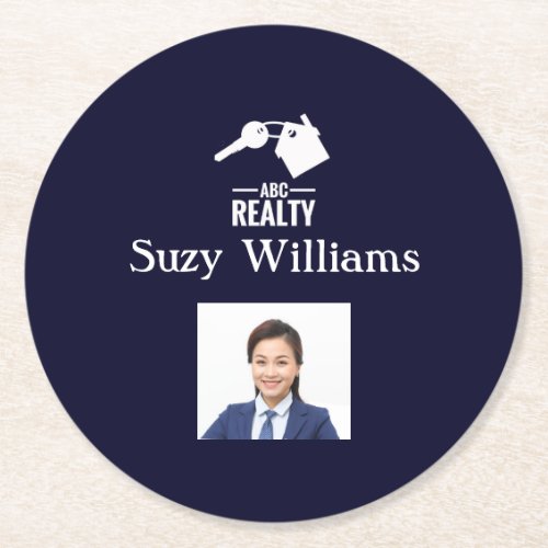 Realtor Logo and Photo Paper Coaster