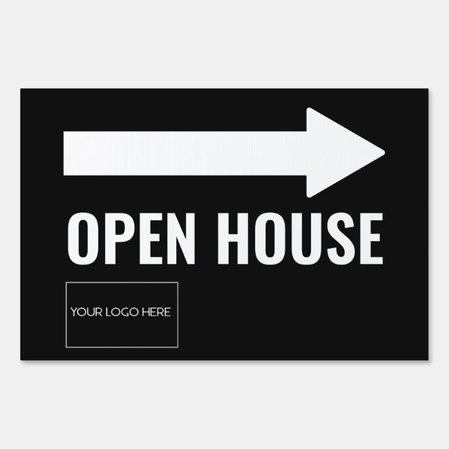 Realtor Logo Black White Open House Sign (Front)