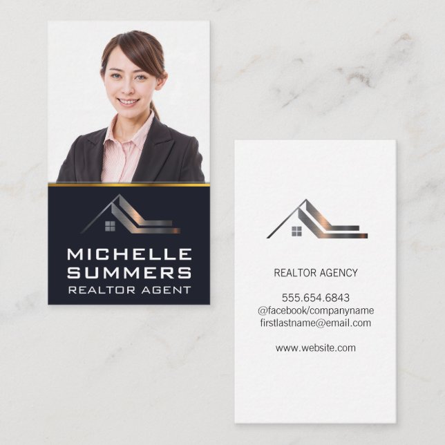 Realtor Logo | Business Woman Smiling Business Card (Front/Back)
