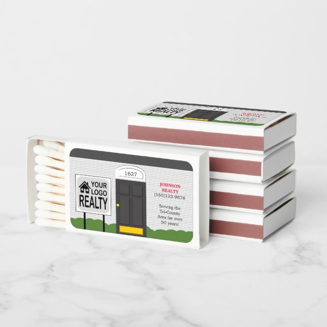 Realtor Logo White House Black Door  Matchboxes (Stacked)