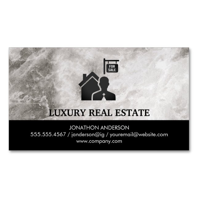 Realtor Marble Business Card Magnet (Front)