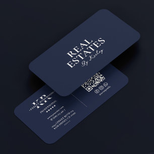Realtor Minimal Mortgage Broker Dark Navy Blue Business Card
