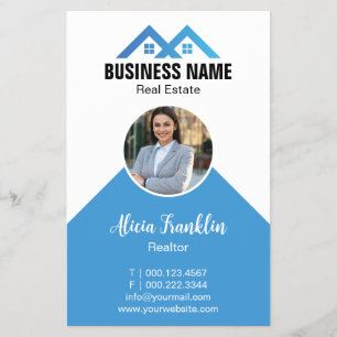 Realtor Modern Blue Real Estate Agent Photo Flyer
