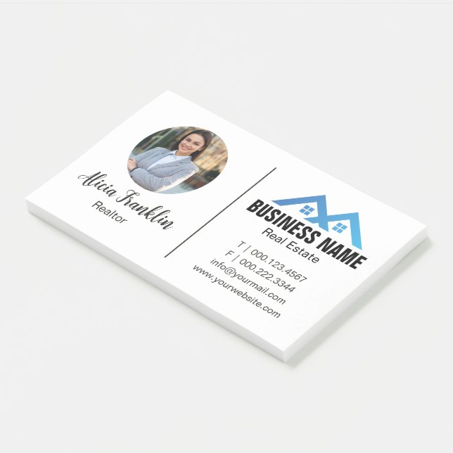 Realtor Modern Blue Real Estate Agent Photo  Post-it Notes (Angled)