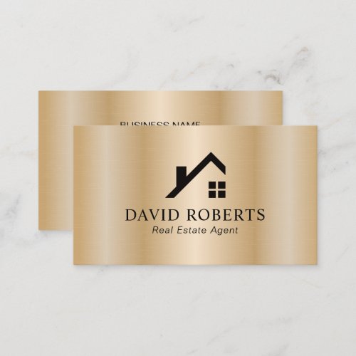 Realtor Modern Gold House Logo Real Estate Business Card