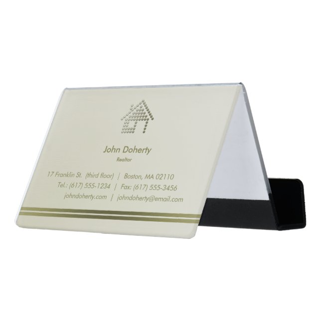Realtor | Modern Home Desk Business Card Holder (Angled Back)