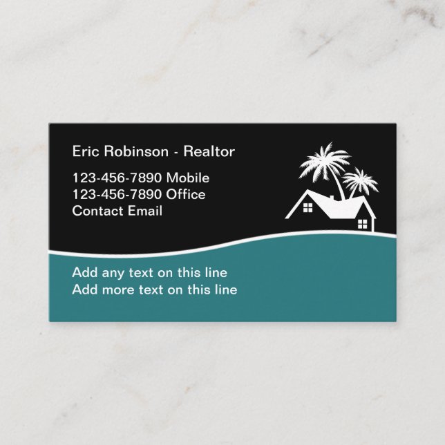 Realtor Modern Tropical Theme Business Cards (Front)