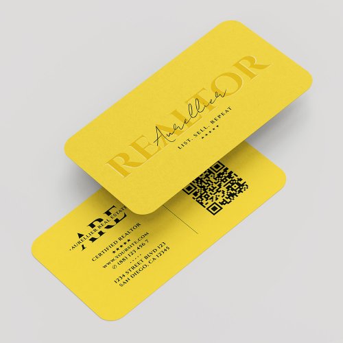 Realtor Monogram Real Estate Agent Yellow Modern Business Card