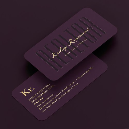 Realtor Mortgage Broker Luxury Purple Modern Business Card