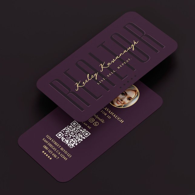 Realtor Mortgage Broker Photo Luxury Purple QR Business Card (Realtor Mortgage Broker Photo Luxury Purple QR Business Card
)
