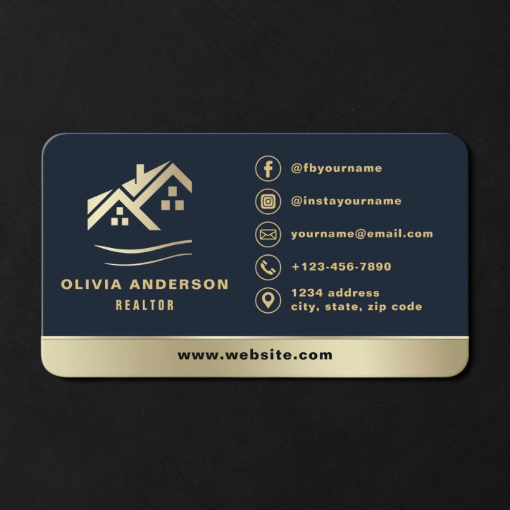 Realtor Navy Blue Gold Business Card