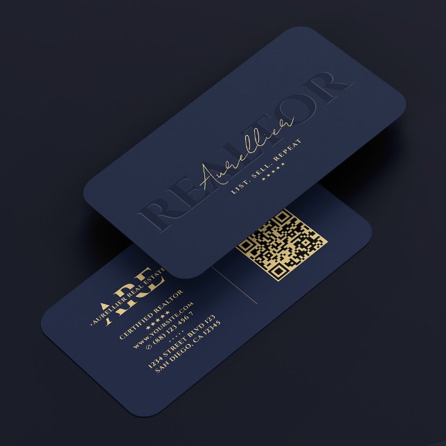 Realtor Navy Blue Real Estate Monogram Modern Business Card (Realtor Navy Blue Real Estate Monogram Modern Business Card
)