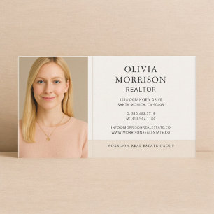 Realtor Neutral Beige Photo Business Card