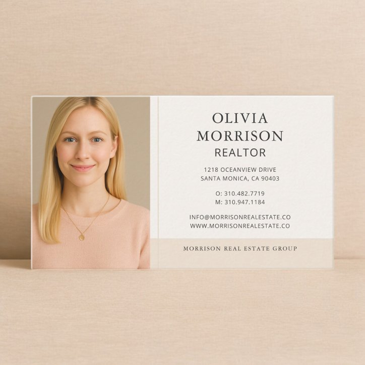 Realtor Neutral Beige Photo Business Card