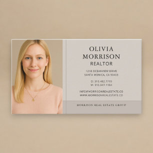 Realtor Neutral Taupe Photo Business Card