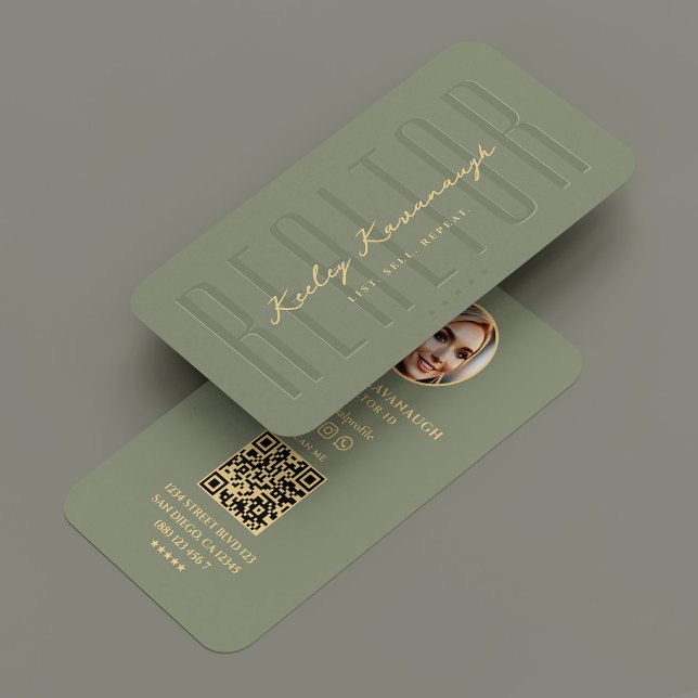 Realtor Notary Mortgage Photo Sage Green Modern Business Card (Realtor Notary Mortgage Photo Sage Green Modern Business Card
)