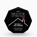 Realtor of the Year Medium Acrylic Award<br><div class="desc">Medium size custom acrylic block is fully customizable and can be used for recognition,  appreciation,  retirement,  service award for real estate office,  realtor,  broker,  agent,  you name it. Background color can be changed. MATCHING items in our store.</div>