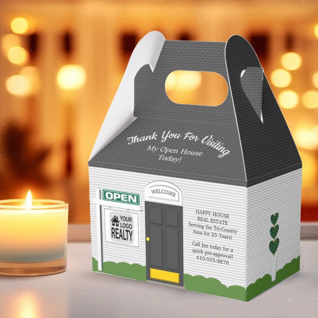 Realtor Open House Black Door  White House  Favor Boxes (Creator Uploaded)