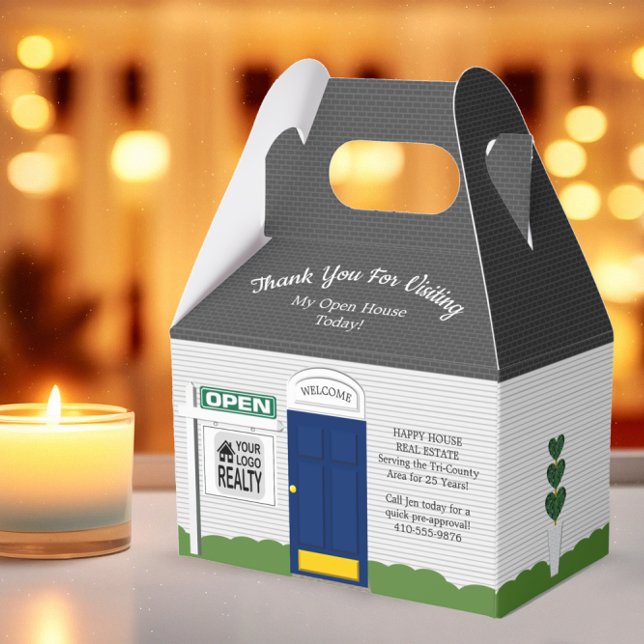 Realtor Open House Blue Door  White House Favor Boxes (Creator Uploaded)