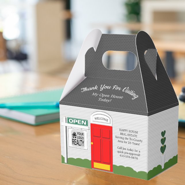 Realtor Open House Red Door White House Favor Box (Creator Uploaded)