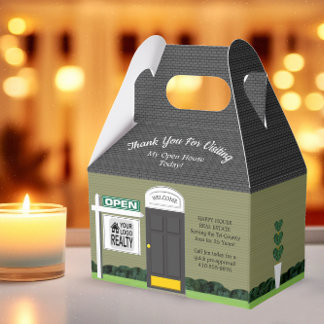 Realtor Open House Wooden Sign Gray House Gift Box