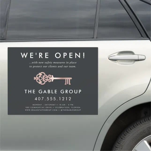 Realtor or Real Estate Business Reopening Car Magnet | Zazzle