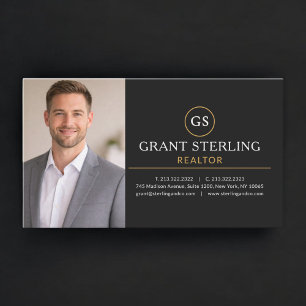 Realtor Photo Black Gold Business Card