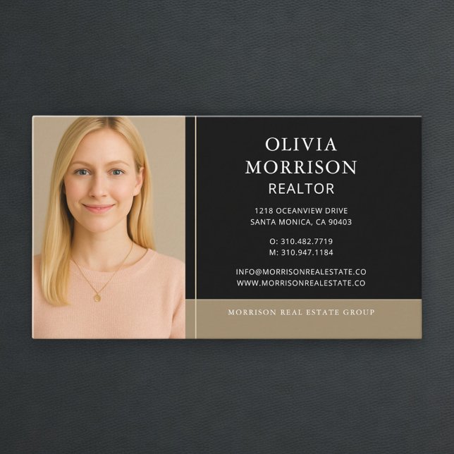 Realtor Photo Black Gold Business Card (Creator Uploaded)