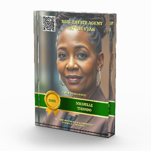 Realtor photo year end green gold wax seal acrylic award