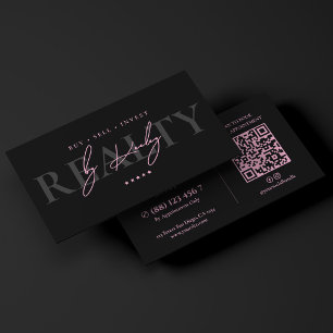 Realtor Pink Black Real Estate Agent Business Card