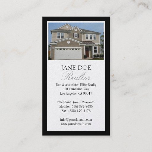 Customizable Realtor Platinum Photo Script Border Business Cards