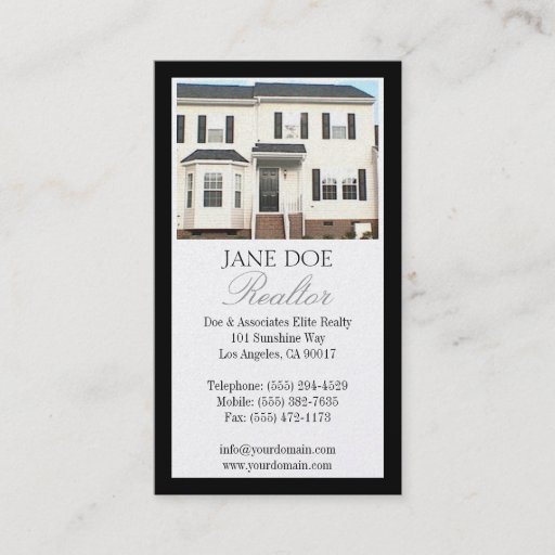 Customizable Realtor Platinum Photo Script Border Business Cards