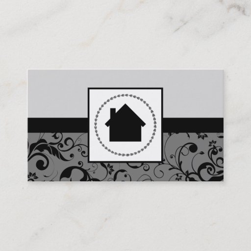Customizable realtor professional damask home business card