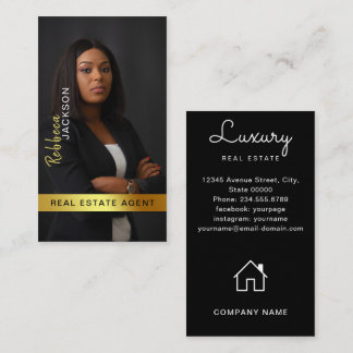 Realtor Real Estate Agent Add Photo Monogram Business Card
