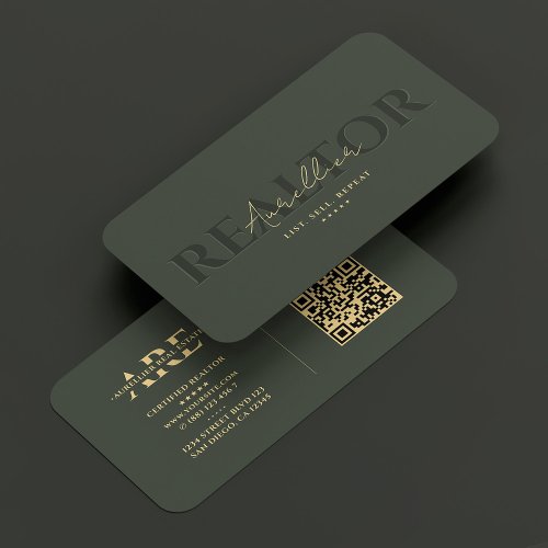 Realtor Real Estate Agent Monogram Green Modern Business Card