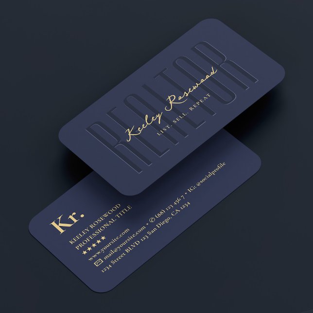 Realtor Real Estate Agent Navy Blue Modern Business Card (Realtor Real Estate Agent Navy Blue Modern Business Card
)