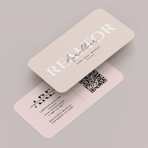 Realtor Real Estate Agent Pink Monogram Modern Business Card