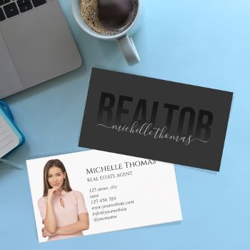 Realtor Real Estate Agent Professional Add Photo Business Card by smmdsgn at Zazzle